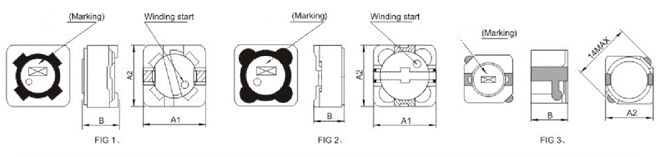 Dimensions of SMRH1 Series Shielded Power Inductors